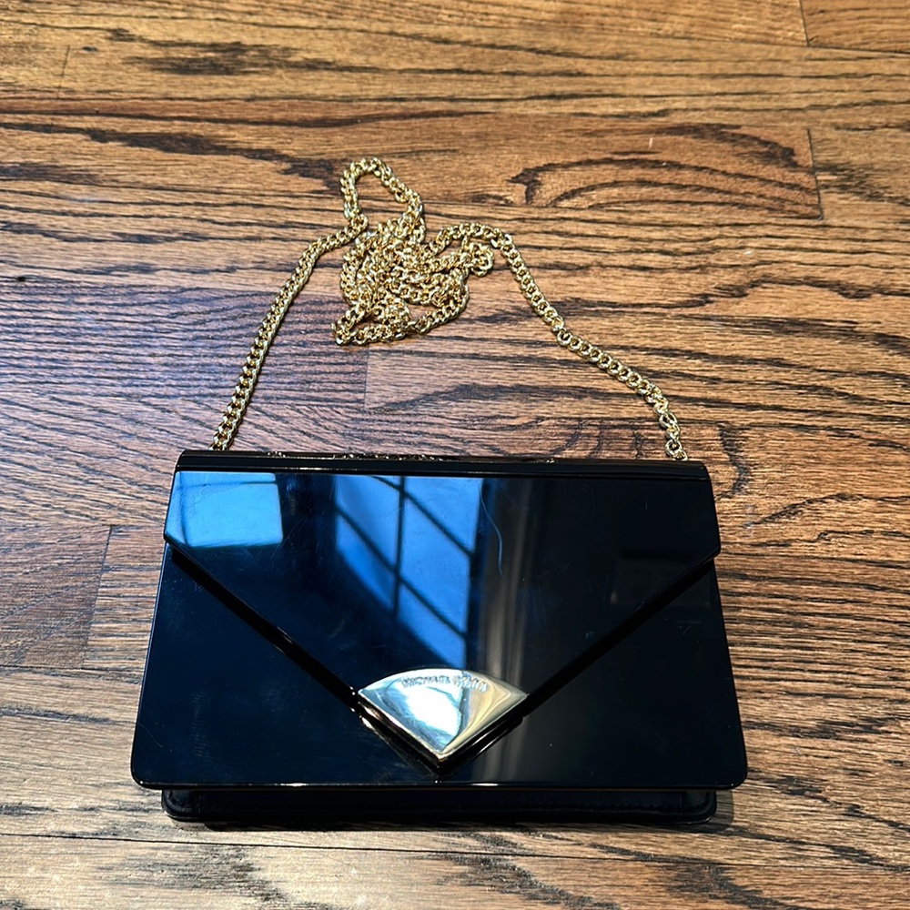 Black Michael kors purse with gold chain